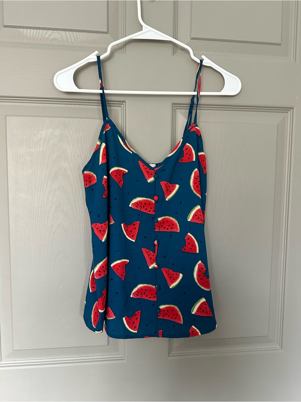 Pink Rose Blue Watermelon Print Camisole